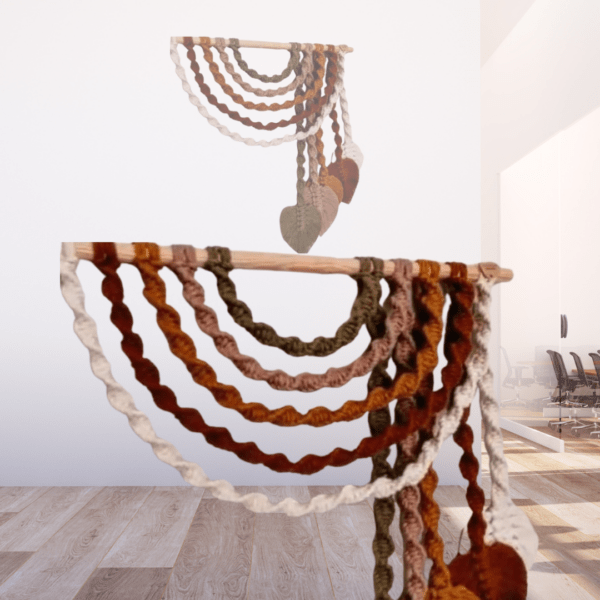 Makramee Wandbehang – Boho Stil mit Blätterdetails
